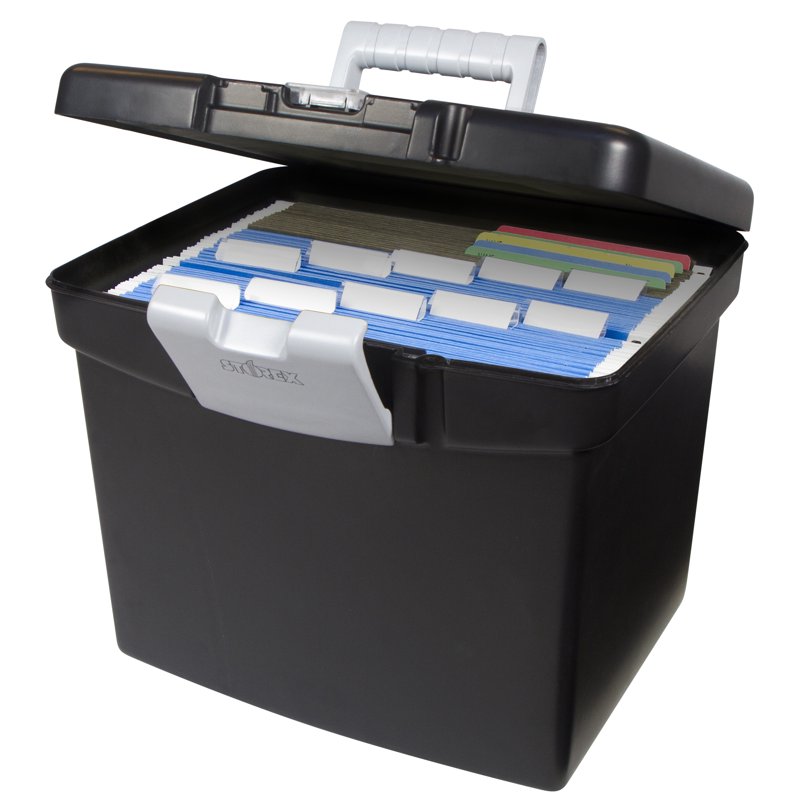 Large File Storage Box with Lockable XL Lid - Black Office Organizer
