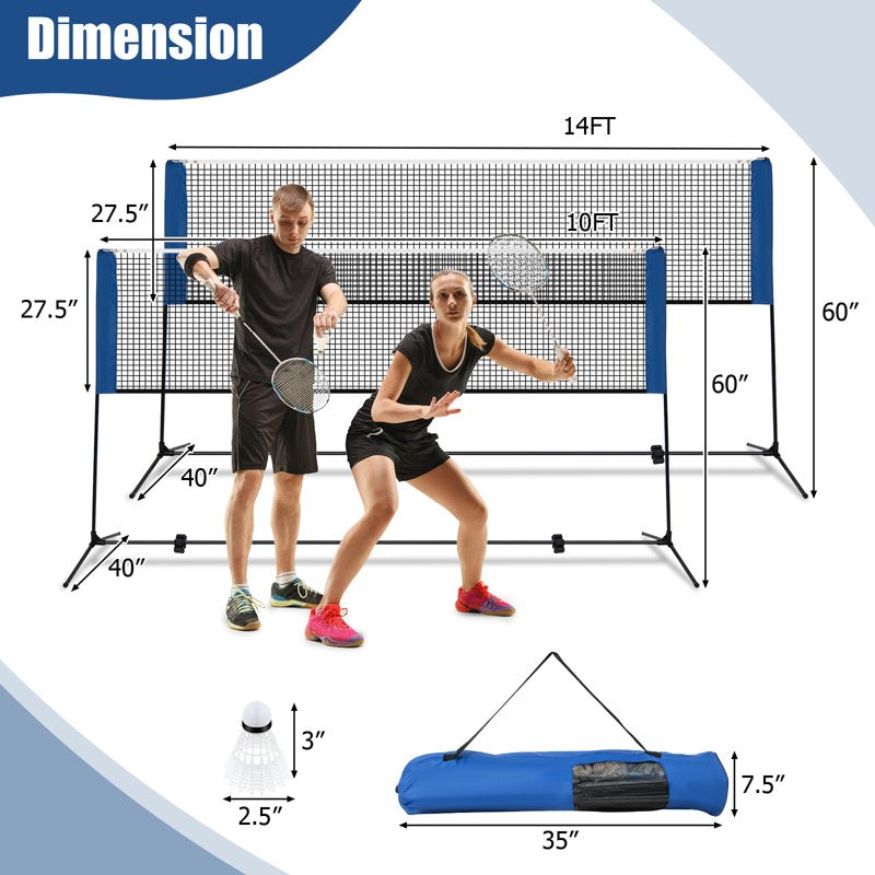 Portable Volleyball Tennis Training Net with Adjustable Height & Carry Bag