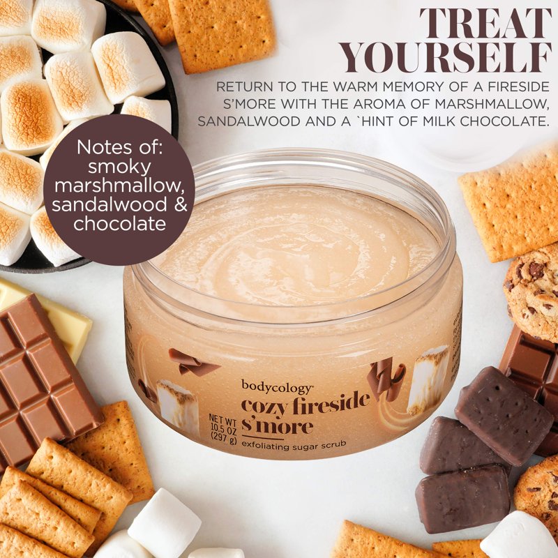 Bodycology Cozy Fireside S'more Sugar Body Scrub 10.5 oz | Exfoliating Shea Butter