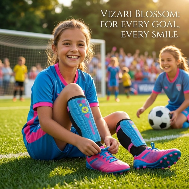 Vizari Blossom Soccer Shin Guards - XXS Blue/Pink – Lightweight Protective Gear