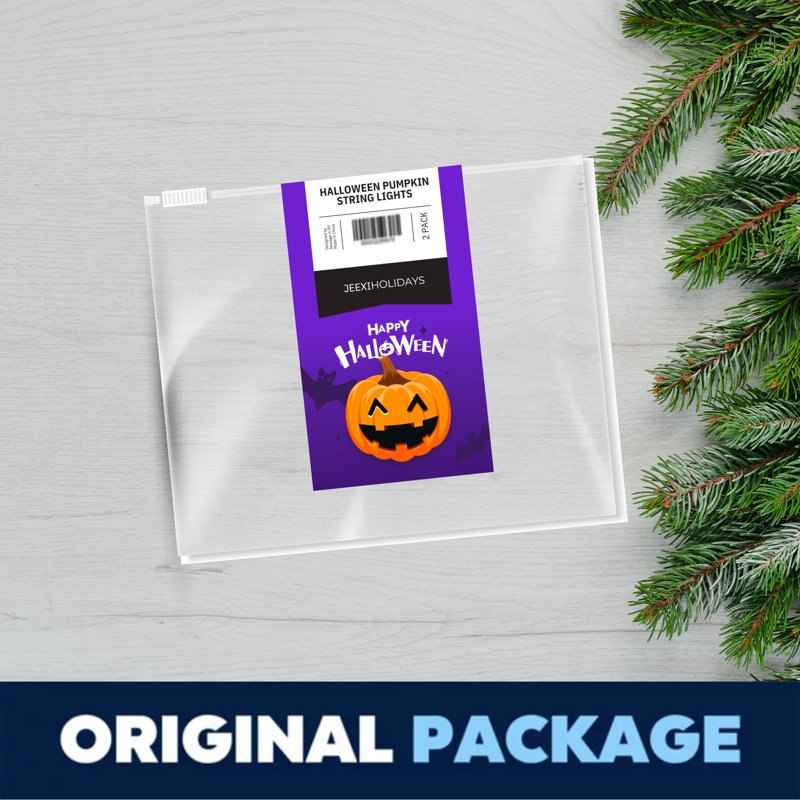 Halloween LED Pumpkin String Lights – 2 Pack, 40 Bulbs, 23 ft, 8 Modes Indoor/Outdoor