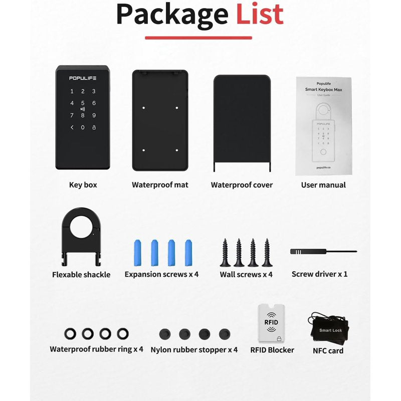 Smart Key Lock Box with App Control, Biometric & Card Access - Outdoor Weatherproof Large Storage