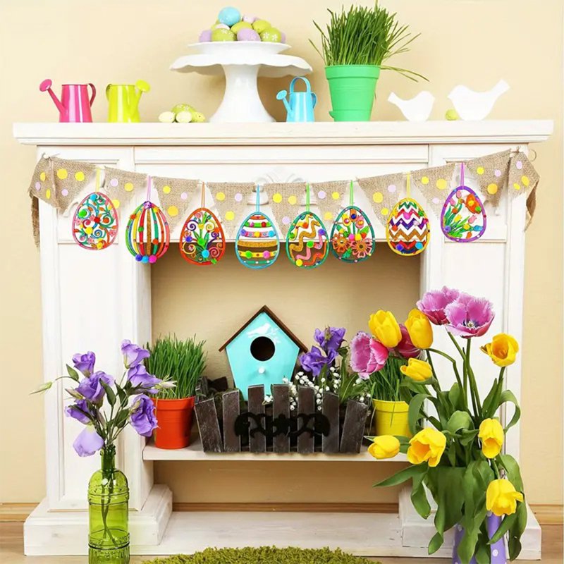 Paintable Wooden Easter Ornaments DIY Craft Kits - Assorted Egg Shapes for Kids & Classroom