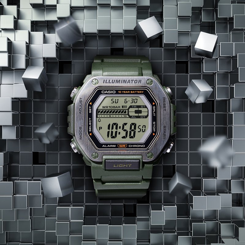 Digital Sport Watch with Stainless Steel Bezel and 10-Year Battery - Men’s Durable Watch