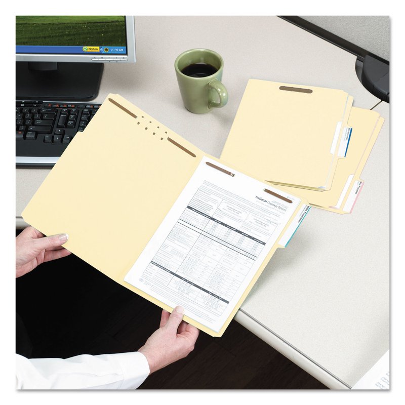 File Folders with Fasteners - Manila, Reinforced Tab, Letter Size, 50 Pack