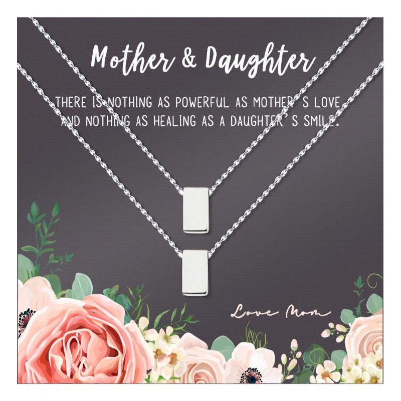 Mother and Daughter Matching Necklace Set - Silver & Gold Cube and Infinity Rings, Gift for Her