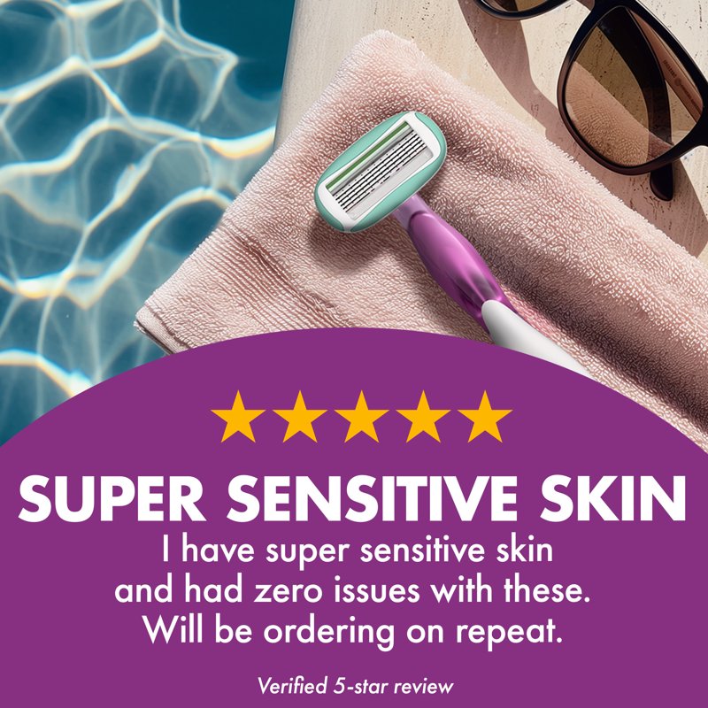 Disposable Women's Razor with 5 Blades - Sensitive Skin, 2-Pack