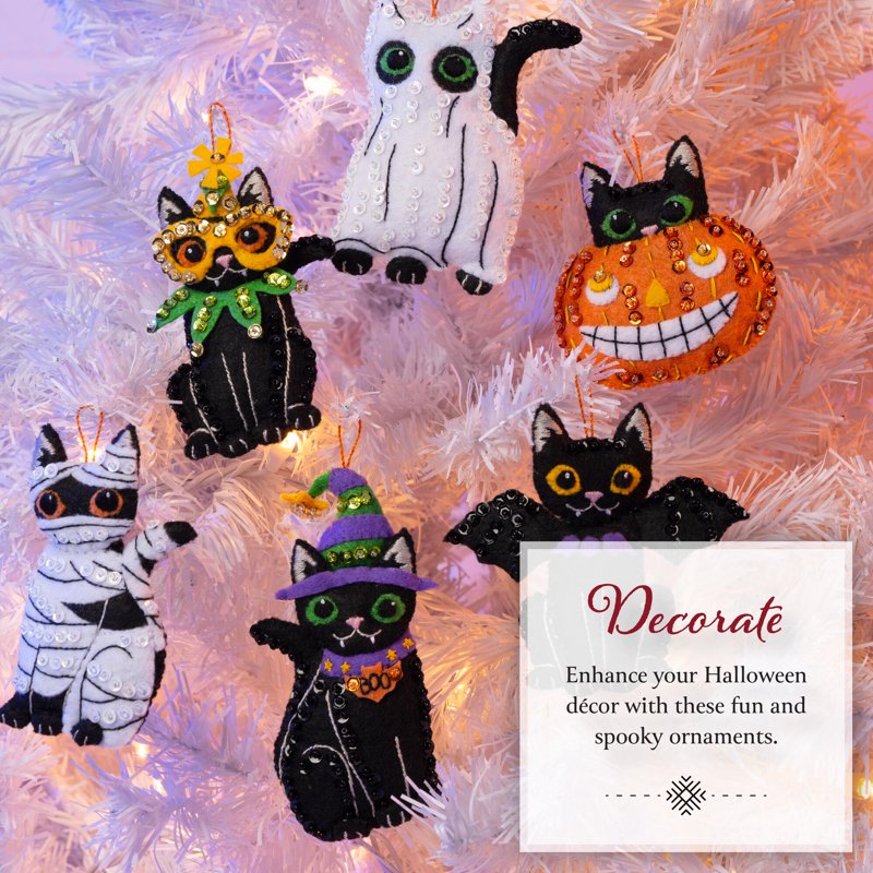 Halloween Felt Ornament Craft Kit with 6 Decorations for DIY Holiday Decor