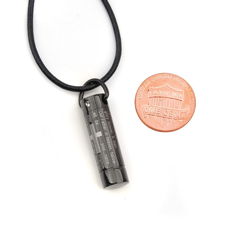 Cross Cylinder Cremation Jewelry Urn Necklace with Free Funnel & Velvet Box