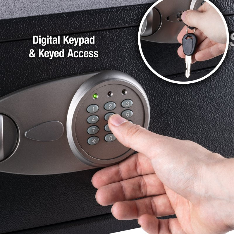 Security Safe with Digital Keypad Lock 0.58 Cu Ft Black