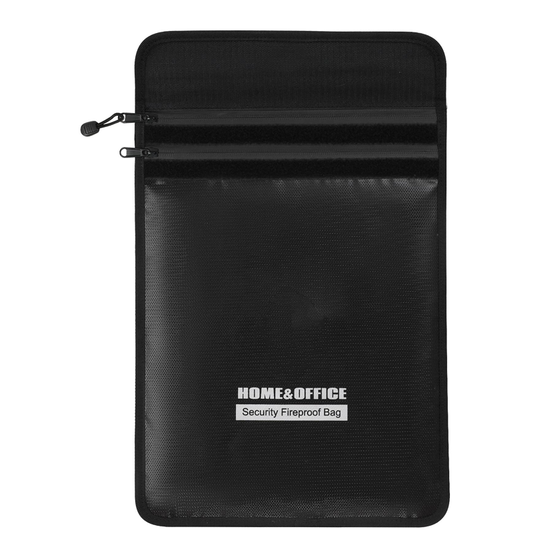 Fireproof Waterproof Document Bag 15x11in Silicone-Coated Fiberglass Black