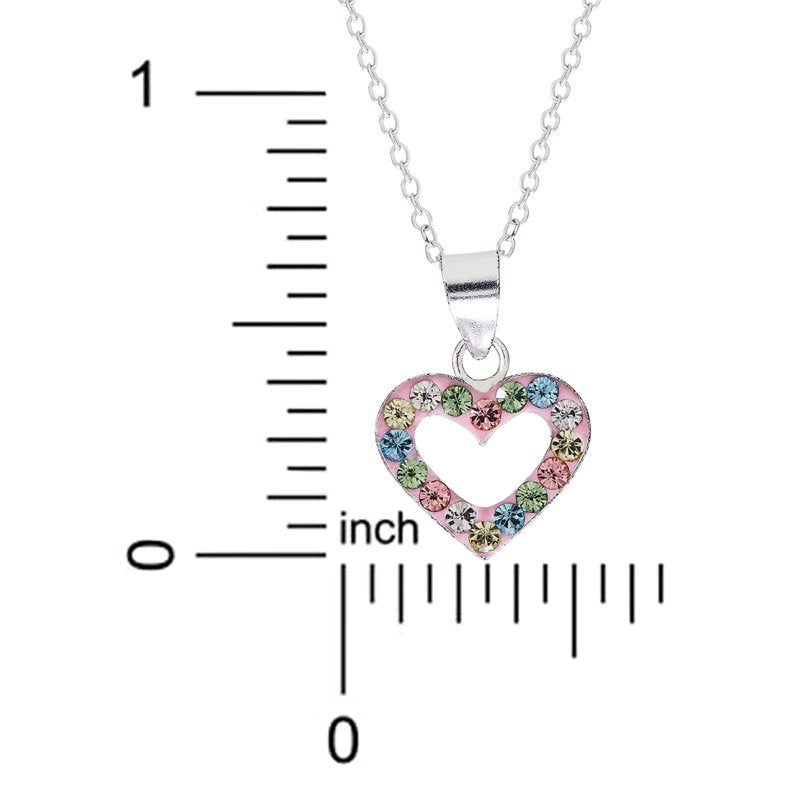 Sterling Silver Heart Pendant Necklace for Girls & Tweens - Crystal Sparkle, 18 Inch Chain