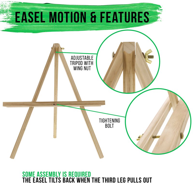 Adjustable Wooden Display Easel for Art & Displays - Pack of 4