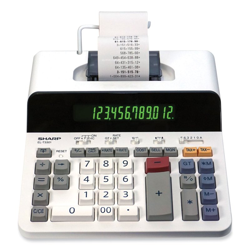 Thermal Printing Calculator with Large LCD Display and Fast Print - Black