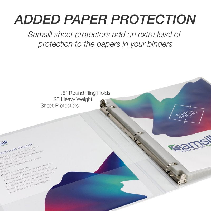 3 Ring Binder Organizer 0.5 Inch White Bulk Set with Clear View Cover