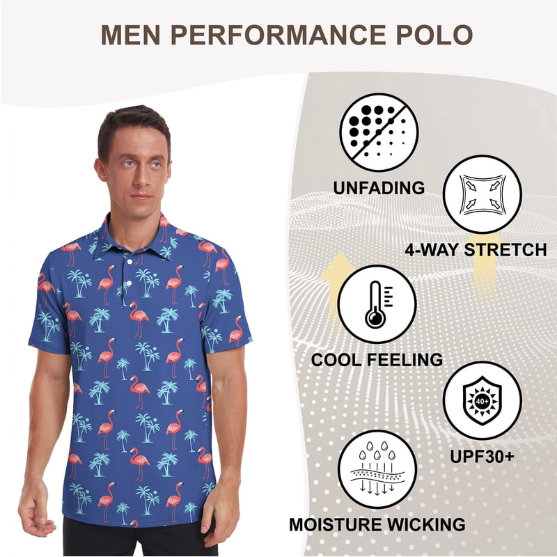 Men's Short Sleeve Performance Golf Polo Shirt Dry Fit Moisture Wicking