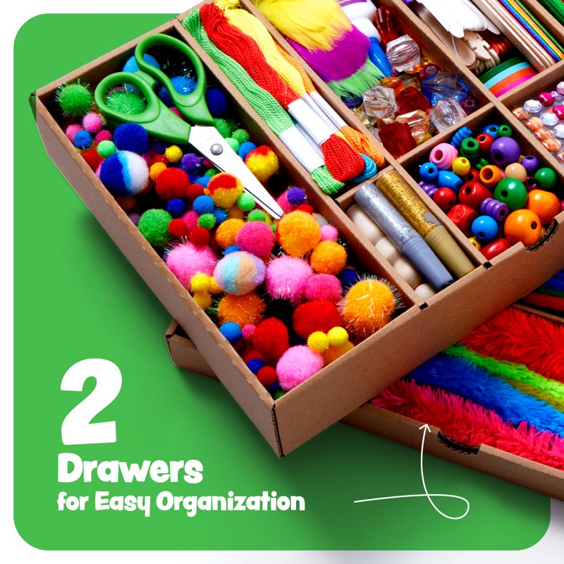 Kids Arts & Crafts Kit with Supplies in Storage Case for Creative Projects