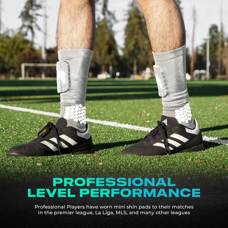 MediCaptain Mini Soccer Shin Guard Sleeves with Built-In EVA Pads, Gray - 1 Pair
