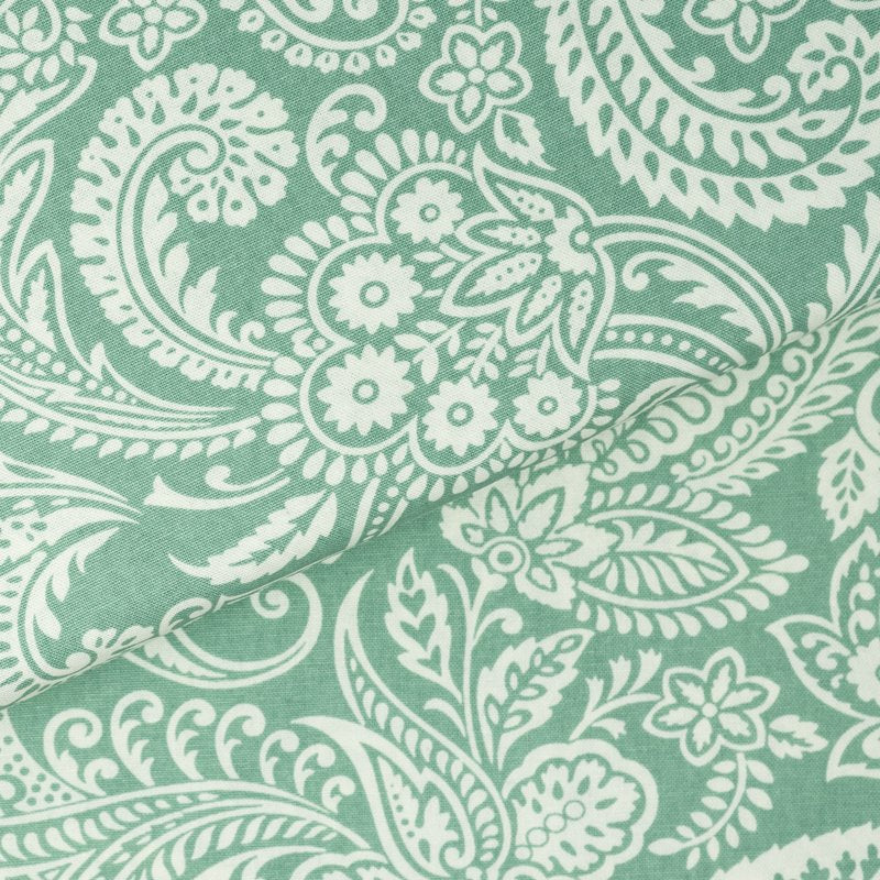 Cotton Duck Fabric for Quilting & Sewing - Aqua Paisley, 54" Wide