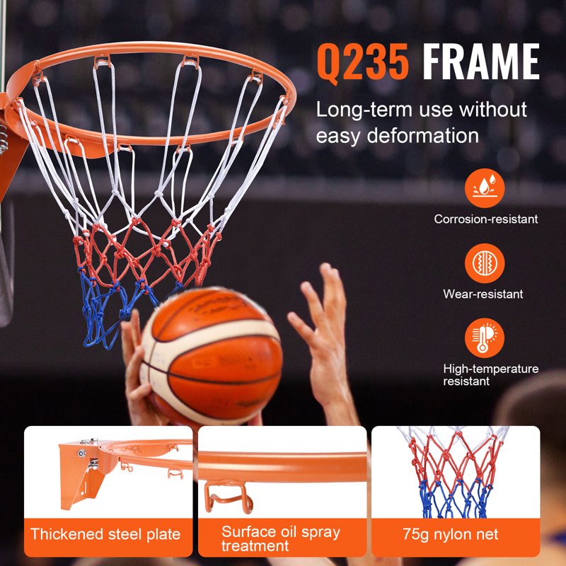18-Inch Wall or Door Mount Basketball Rim with Net - Durable Steel Indoor & Outdoor