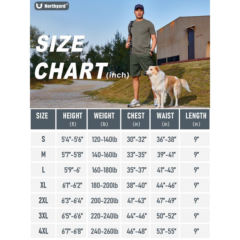 Men's 9-Inch Cargo Shorts - Multi-Function Hiking, Camping, Golf & Work