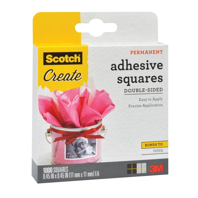 Double-Sided Adhesive Squares 0.45 in. x 0.45 in., 1000 Pack for Paper Crafts