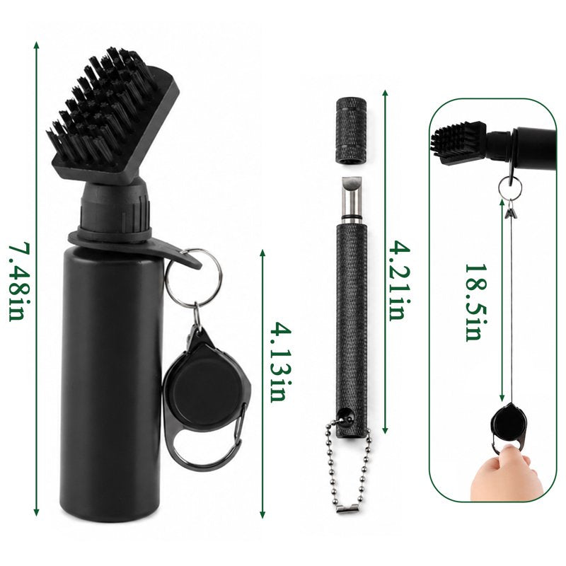 Golf Club Cleaner Brush with Water Bottle & Clip - Portable Groove Cleaner