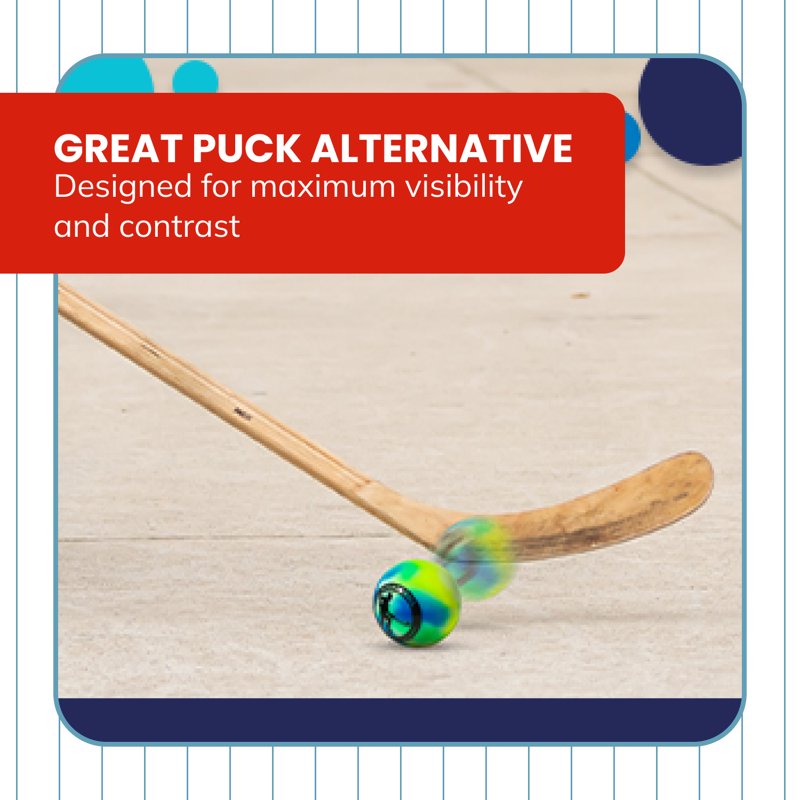 Outdoor Street Hockey Balls 6-Pack - High Density, Multi-Colored, Minimal Bounce
