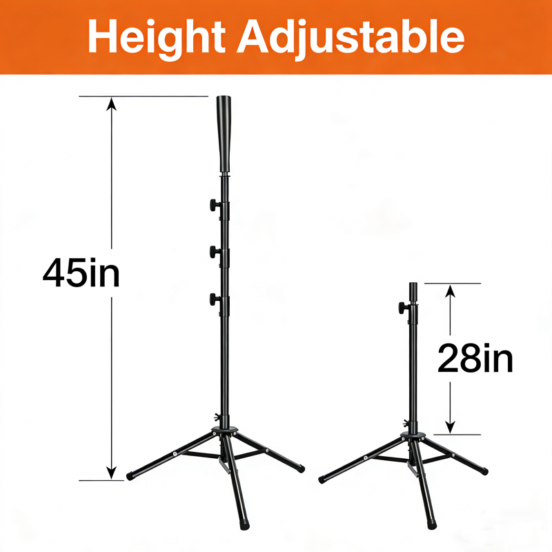 Adjustable Baseball Batting Tee for Adults & Youth, Portable Tripod Stand with Carry Bag