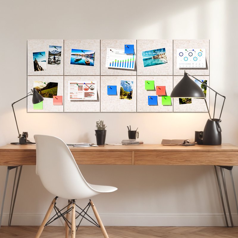 Large Cork Board for Wall 36x24 Inches with Felt Tiles & Pushpins - Light Tan Bulletin Board Pack