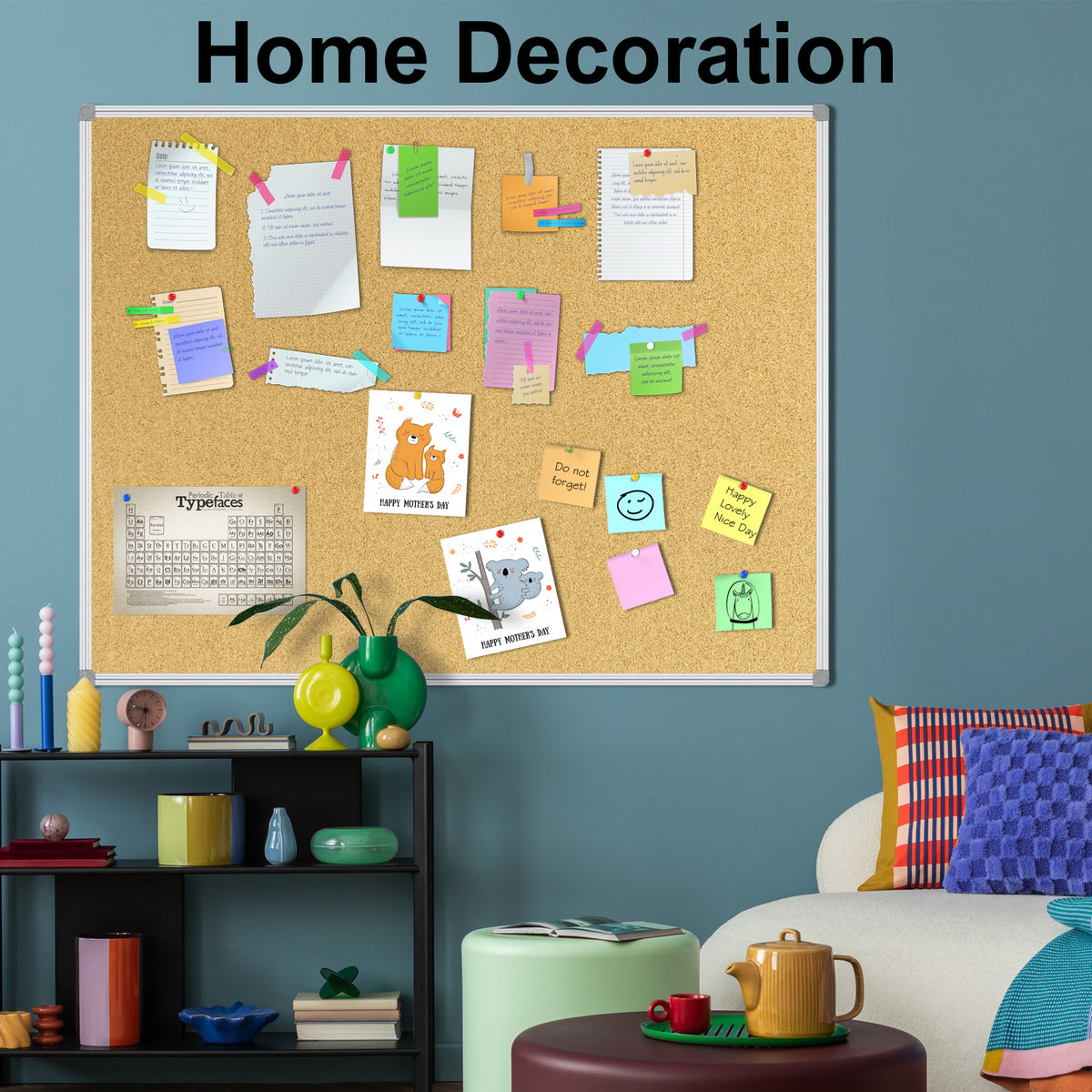 Wall Cork Board Bulletin Board with Aluminum Frame 23x35 Inches for Office Home & School