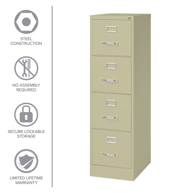 Deep Metal 4-Drawer Letter Size File Cabinet - Commercial Office Storage