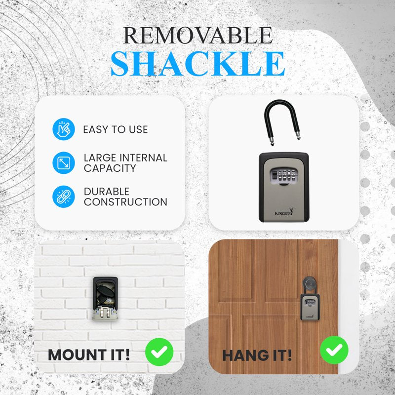 Large Capacity Key Lock Box with Wall Mount & Hanging Options - Weather Resistant Security Safe for Spare Keys and Access Cards