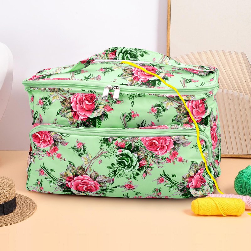 Large Yarn Storage Tote Bag for Knitting and Crocheting - Portable Organizer with Pockets