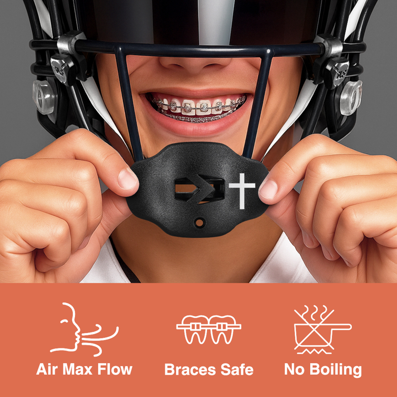 Football Mouthguard with Cross Design - Soft, Mouldable for Safety & Comfort