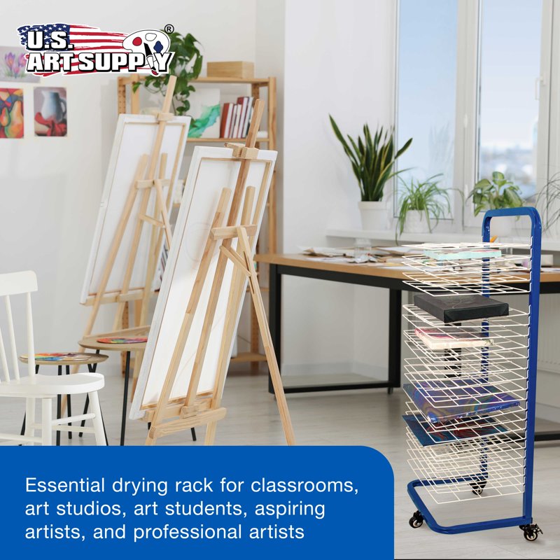 25 Shelf Art Drying Rack with Wheels & Wall Mount for Studios & Classrooms