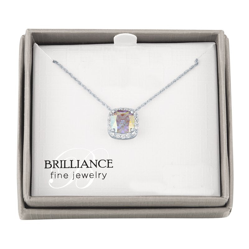 Sterling Silver Aurora Borealis Pendant Necklace 18 Inch