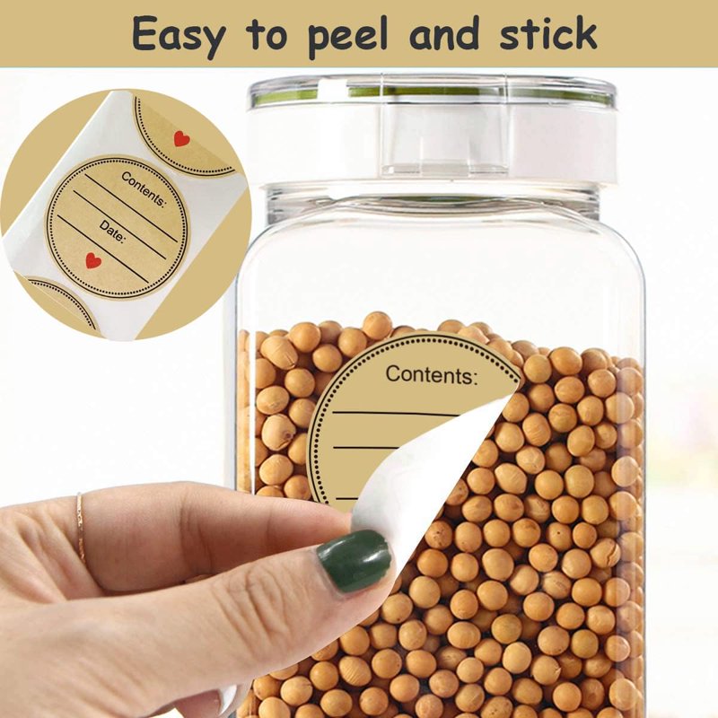 2-Inch Kraft Paper Spice Labels for Jars - 500 Pack Food Storage Labels