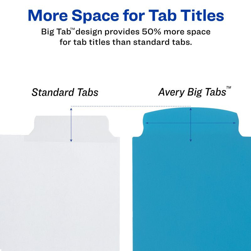 Reusable Write & Erase Plastic Dividers with Big Tabs - Multi-Color Set