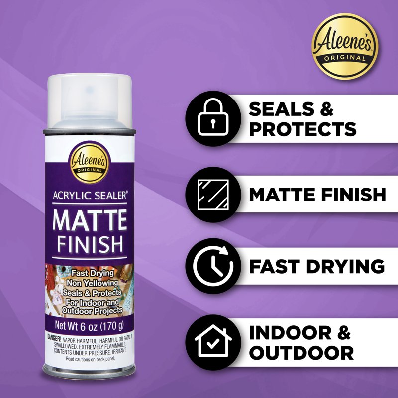 Clear Matte Acrylic Spray Sealer 6 oz - Indoor & Outdoor Protective Finish