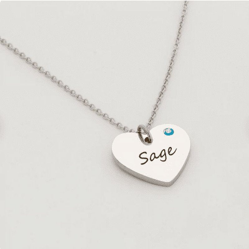 Personalized Heart Necklace for Girls - Birthstone & Name Custom Jewelry