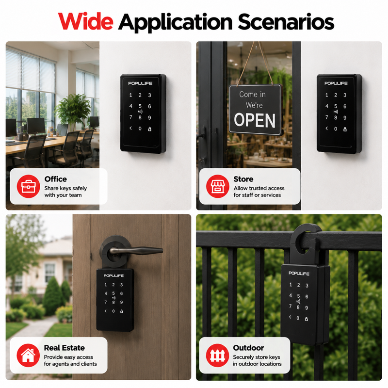 Smart Key Lock Box with App Control, Biometric & Card Access - Outdoor Weatherproof Large Storage