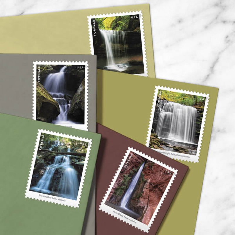 Waterfalls USPS Forever Postage Stamps Sheet of 12 US First Class Nature Collectible