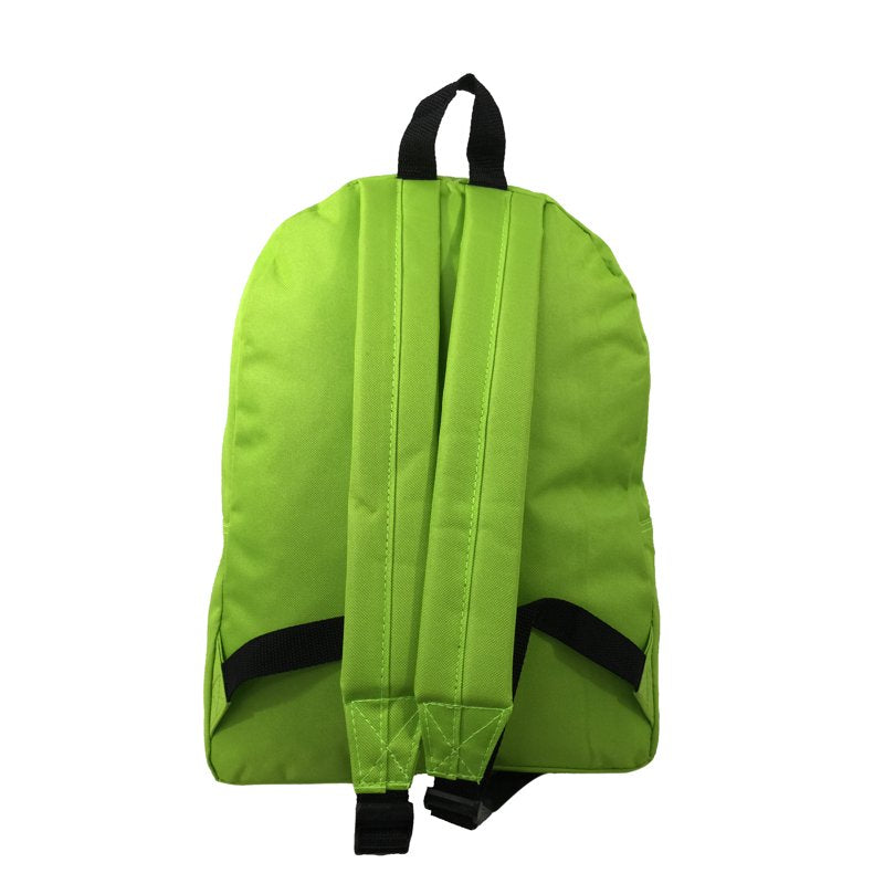 Unisex 16-Inch School Backpack Fluorescent Green Polyester Durable & Spacious