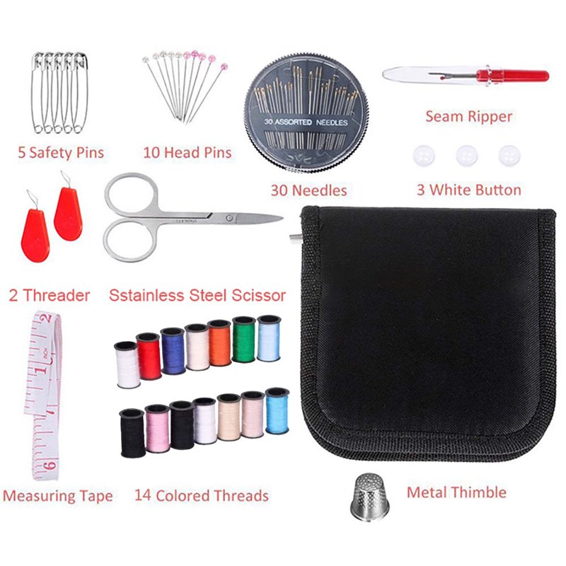 Portable Sewing Kit Bag Set with Needles Thread Scissors - DIY Repair Organizer