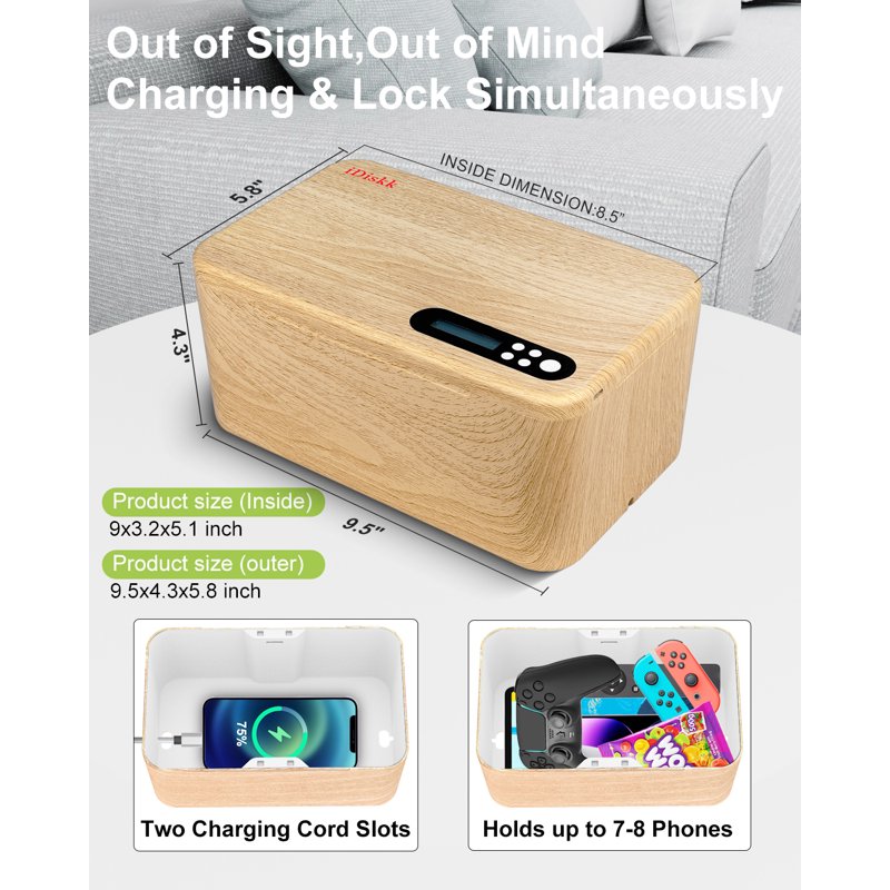 Secure Lockable Storage Box with Timer for Phones, Medicine, and Valuables