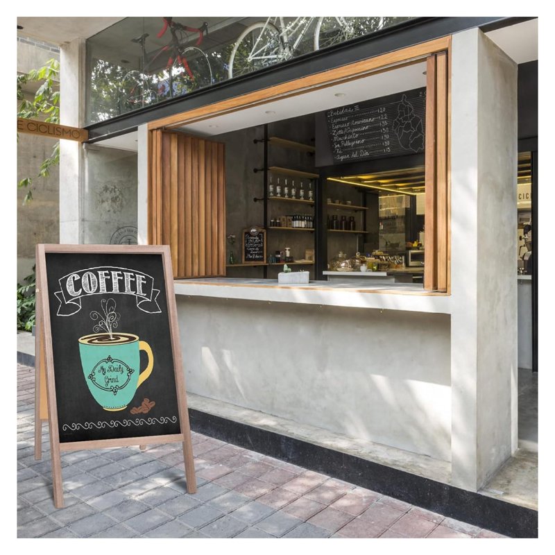 Large Wooden Double-Sided Chalkboard Sign 40 x 22 Inches A-Frame Menu Board for Restaurant & Business