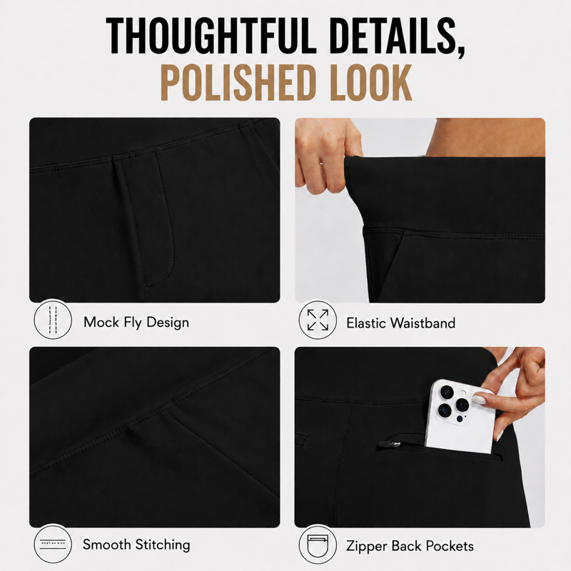 Women's High-Waisted Stretch Casual Pants with Pockets - Lightweight Work & Travel Pants