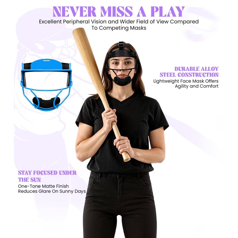 Softball Face Mask Girls & Adults Protective Lightweight Fielders Mask