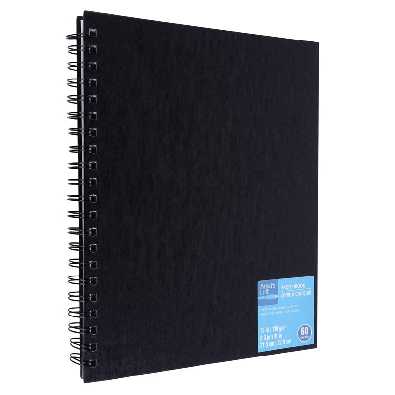Artist's Loft Black Wirebound Sketchbook - 8.5x11 Inch, Acid-Free, 12 Pack